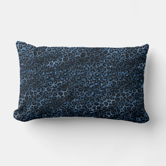Coussin Rectangle Série Léopard Bleu et Or Design 3 (Recto)