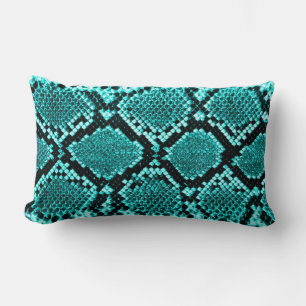 Coussin Rectangle Serpent à sonnette à sonnette de diamant Aqua
