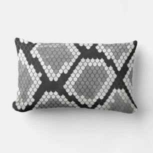 Coussin Rectangle Serpent copie grise, de blanc et de noir