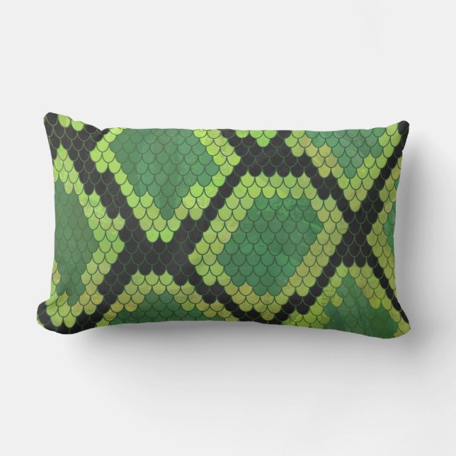 Coussin Rectangle Serpent noir et vert (Recto)