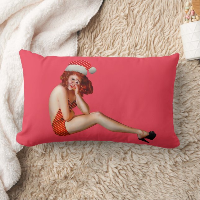 COUSSIN RECTANGLE SEXY PINUP CHRISTMAS LUMBAR PILLOW (Couverture)