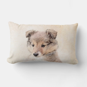 Coussin Rectangle Shetland Sheepdog Puppy Peinture Chien original ar