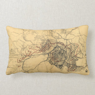 Coussin Rectangle Siège de carte de guerre civile d'Atlanta