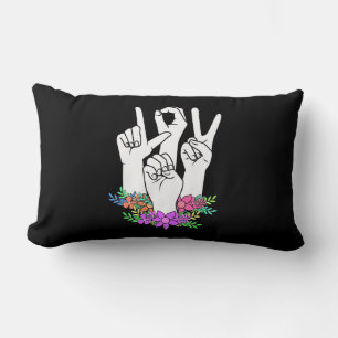Coussin Rectangle Signe main ASL de l'enseignant