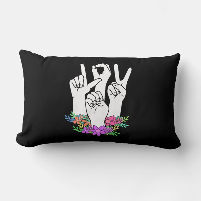 Coussin Rectangle Signe main ASL de l'enseignant (Recto)