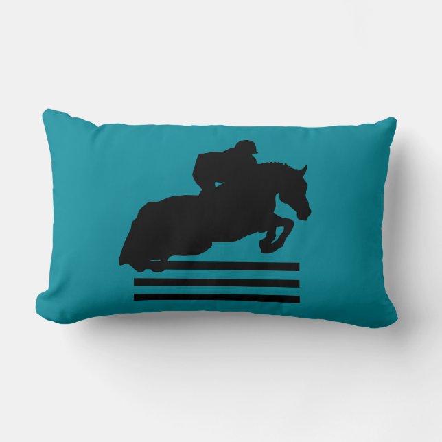 Coussin Rectangle Silhouette de cavalier de saut d'obstacles (Recto)