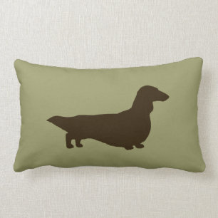 Coussin Rectangle Silhouette de teckel (Dachsie aux cheveux longs)
