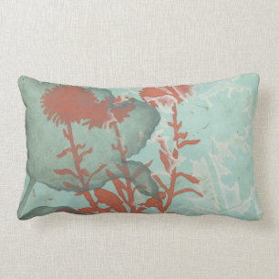Coussin Rectangle Silhouette des fleurs rouges sur l'arrière - plan