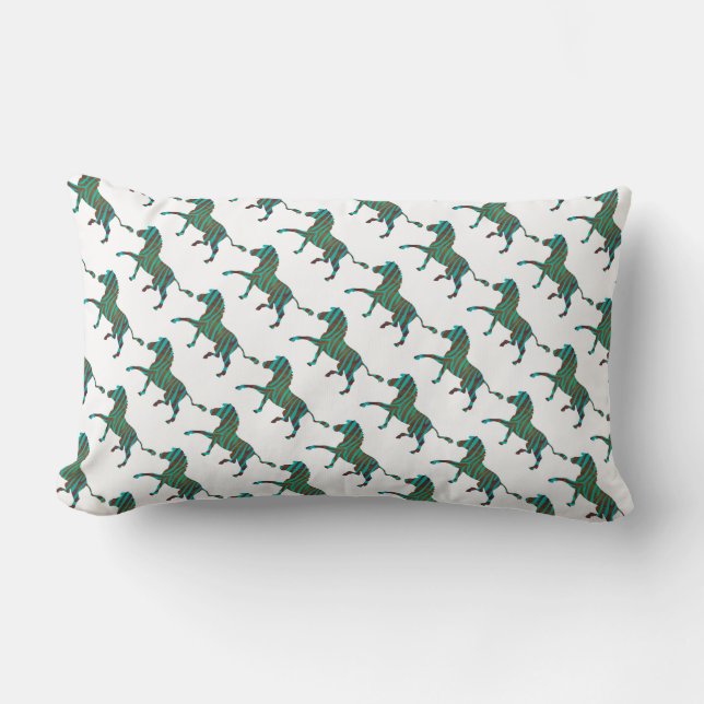 Coussin Rectangle Silhouette d'impression Brown et Turquoise Zebra (Recto)