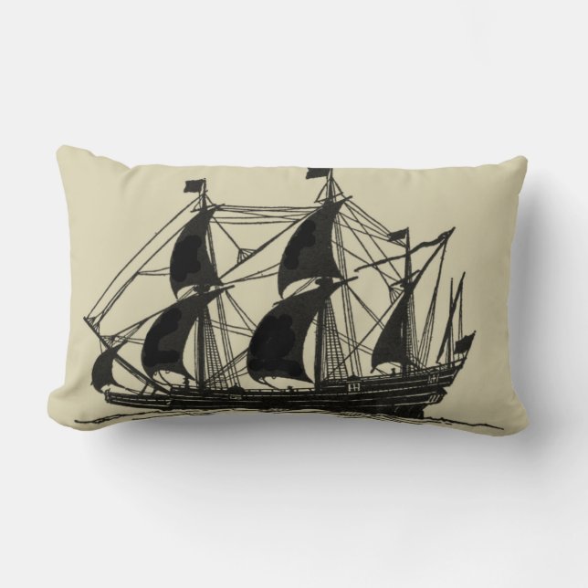 Coussin Rectangle Silhouette du navire avec voiles de billage (Recto)