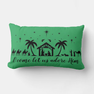Coussin Rectangle Silhouette Nativité Scène Jeu d'Oreiller de Noël