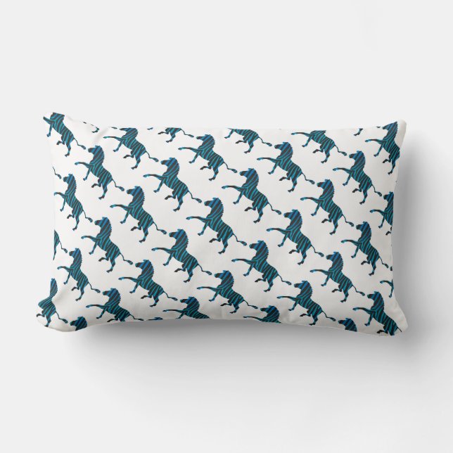 Coussin Rectangle Silhouette noire et bleue Zebra (Recto)