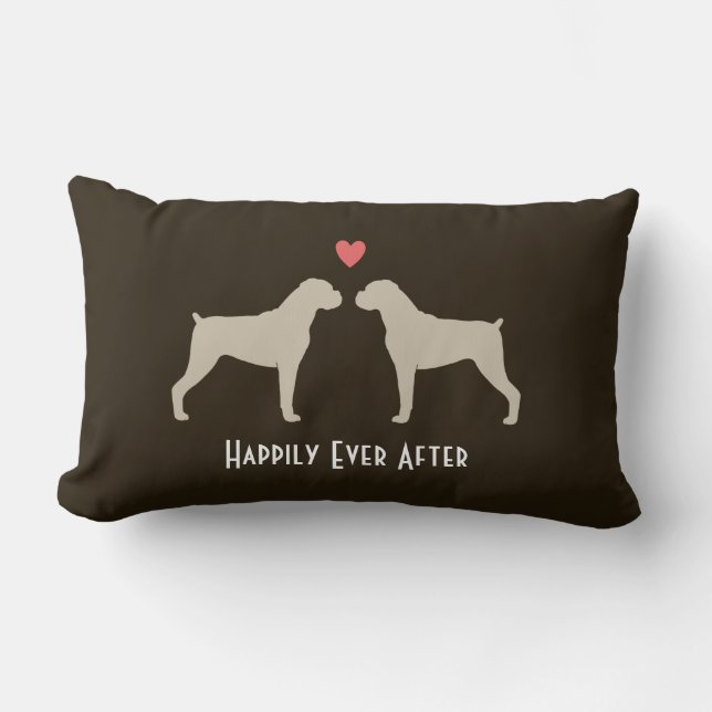 Coussin Rectangle Silhouettes de chien de boxeur avec la coutume (Recto)