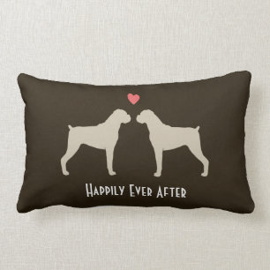 Coussin Rectangle Silhouettes de chien de boxeur avec la coutume