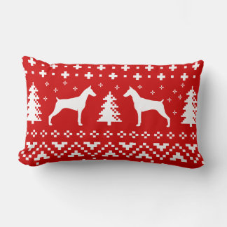 Coussin Rectangle Silhouettes de Doberman Pinscher Noël Fêtes