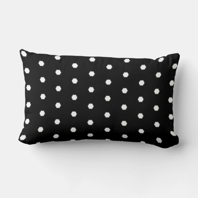 Coussin Rectangle Simple Honeypeb Hexagon Motif noir et blanc (Verso)