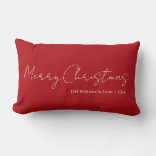 Coussin Rectangle Simple moderne Joyeux Noël Script Rouge