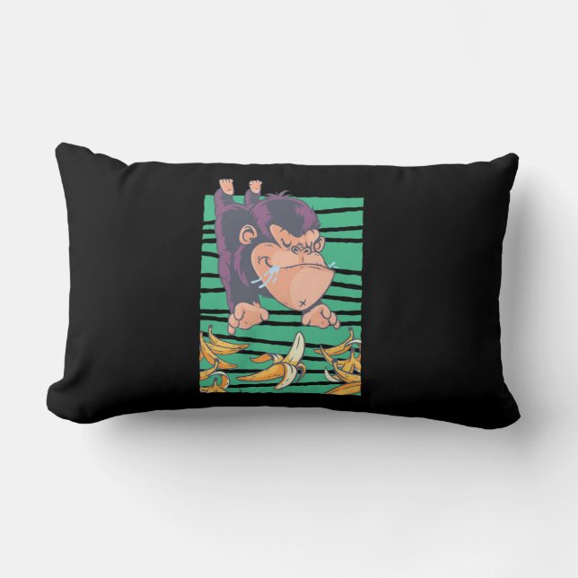 Coussin Rectangle Singe Mignonne Avec Bananes (Recto)