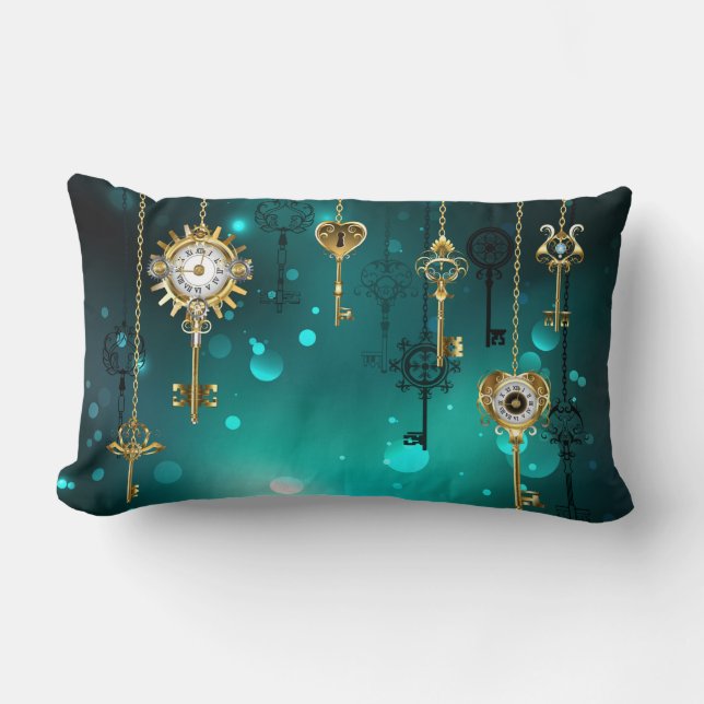 Coussin Rectangle Skeleton Keys on Green Background (Recto)