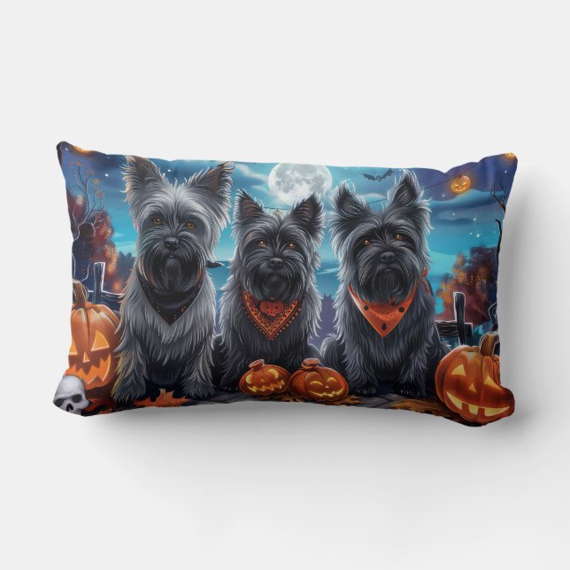 Coussin Rectangle Skye Terrier Halloween Éffrayant (Verso)