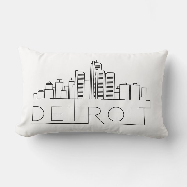 Coussin Rectangle Skyline de Détroit (Recto)