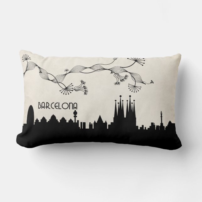 Coussin Rectangle skyline deco de barcelone (Recto)
