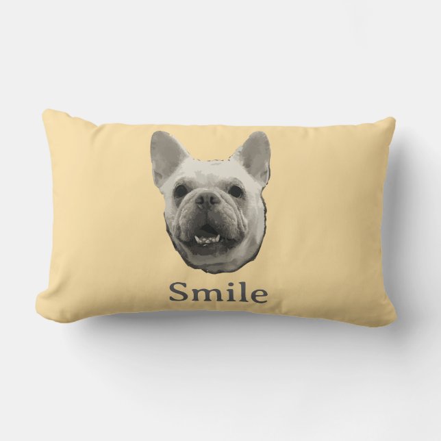 Coussin Rectangle Smile French Bulldog Beige (Recto)
