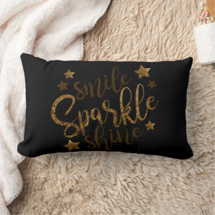 Coussin Rectangle Smile Sparkle Shine Gold Parties scintillant