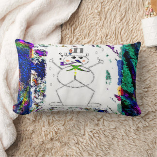 Coussin Rectangle "Snowman en couleur vive" Jeu d'oreiller