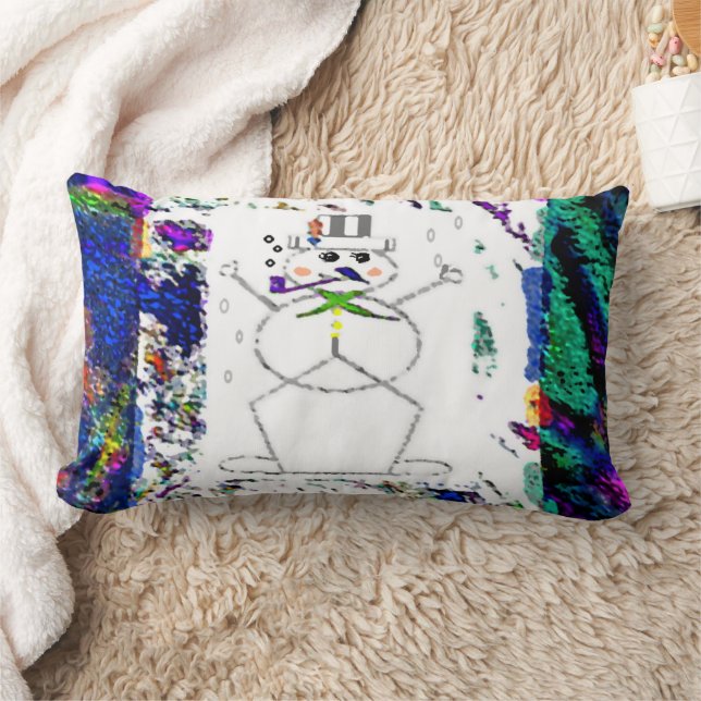 Coussin Rectangle "Snowman en couleur vive" Jeu d'oreiller (Couverture)