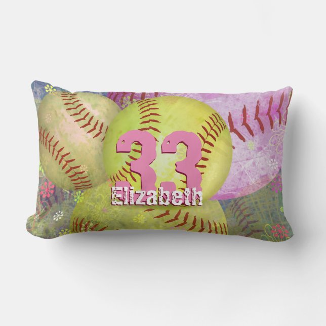 Coussin Rectangle Softball féminin sportif (Recto)