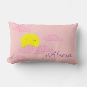 Coussin Rectangle Soleil dans un ciel brumeux : rose clair