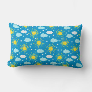 Coussin Rectangle Soleil heureux, nuages et étoiles