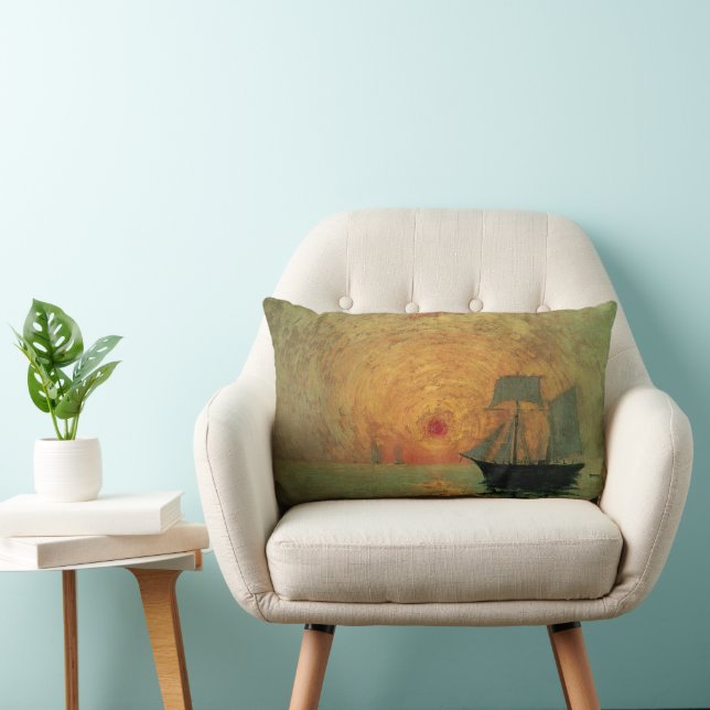 Coussin Rectangle Soleil rouge par Maxime Maufra, impressionnisme Vi (Chaise)