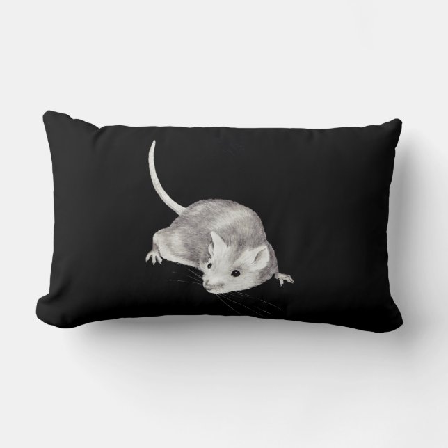 Coussin Rectangle Souris au crayon :  Dessin au crayon de réalisme (Recto)