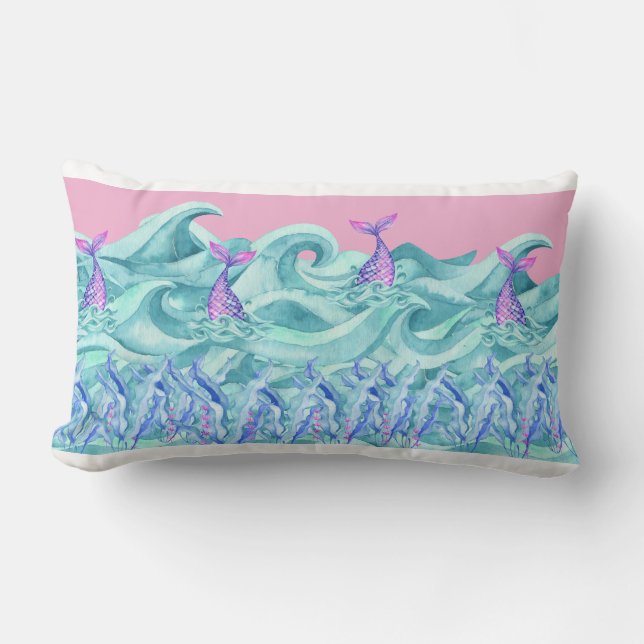 Coussin Rectangle Sous les vagues - Sirène - Décor d'oreiller (Recto)