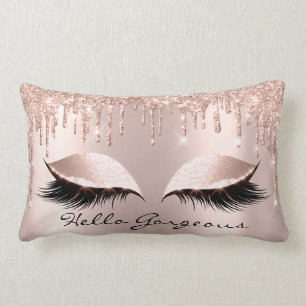 Coussin Rectangle Spark Rose Gold Drips de maquillage Lashes Hello G