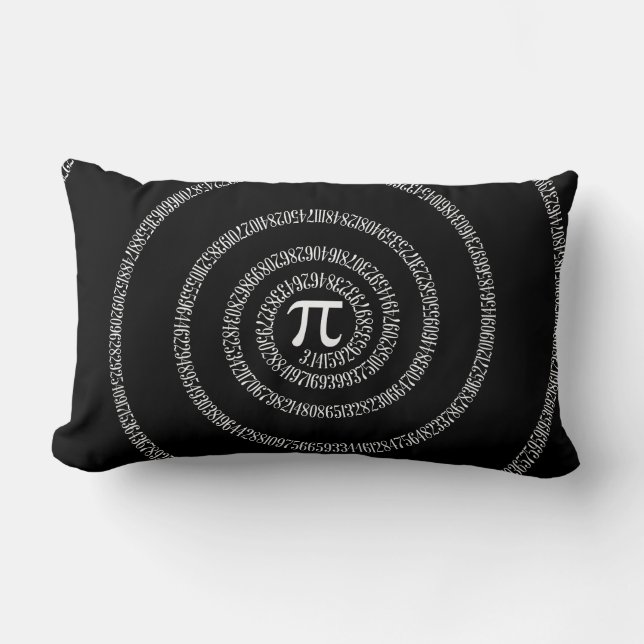 Coussin Rectangle Spirale pour chiffres Pi sur noir (Recto)