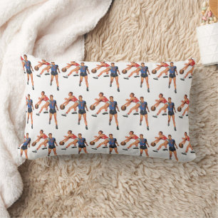 Coussin Rectangle Sports Anciens, Joueurs de Basket-ball dans un Mat