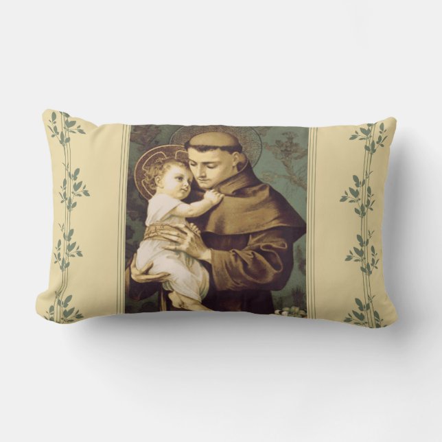 Coussin Rectangle St Anthony de Padoue avec le bébé Jésus (Recto)