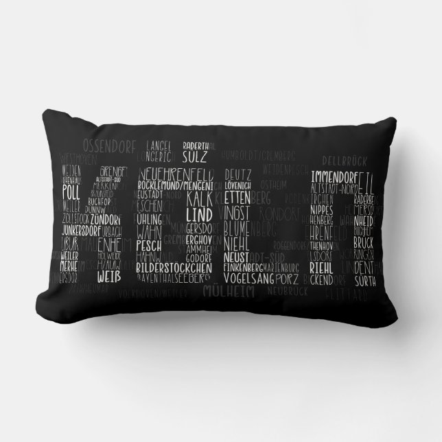 Coussin Rectangle Stadtteile Köln, Districs of Cologne Word Art (Recto)