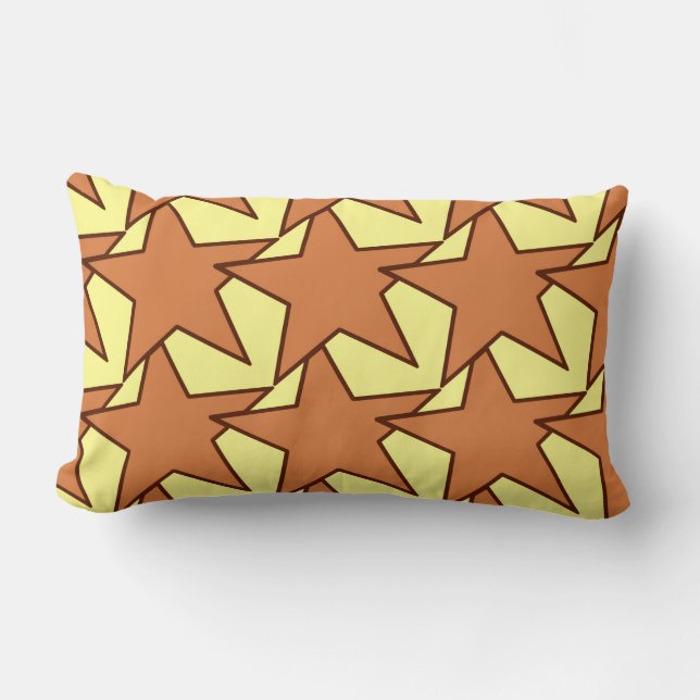 Coussin Rectangle Star moderne géométrique - caramel et jaune (Recto)