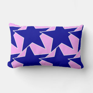 Coussin Rectangle Star moderne géométrique - marine et orchidée rose