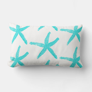 Coussin Rectangle Starfish Turquoise Bleu Blanc Cute Motif Coton