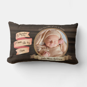 Coussin Rectangle Statistiques Rustic Baby Keepsar Détails de naissa
