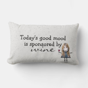 Coussin Rectangle Stick Girl avec vin et Basket