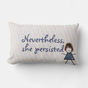 Coussin Rectangle Stick Girl en robe Denim avec citation