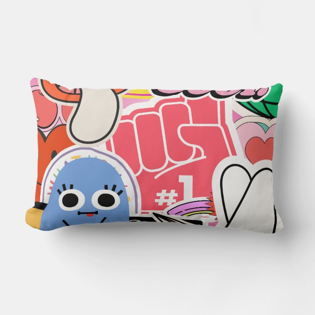 Coussin Rectangle Stickers Y2K Cool brillant esthétique (Recto)