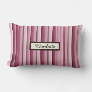 Coussin Rectangle Stripes verticales contemporaines de couleur rose
