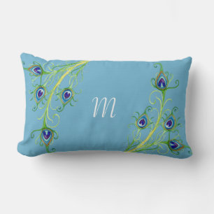 Coussin Rectangle Style Art Déco Nouveau Peacock Feathryl
